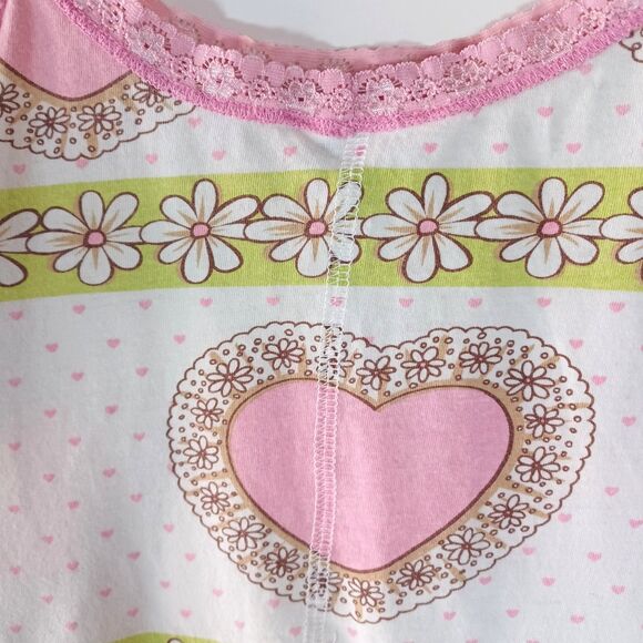 Vintage Scanty Tank Top Y2k 90's Large Lace Heart Daisy Twee Girlcore Festival - Picture 7 of 8